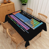Aperturee Periodic Table of Elements Tablecloth on Black, for Science Themed Party, Classroom, or Chemistry Student